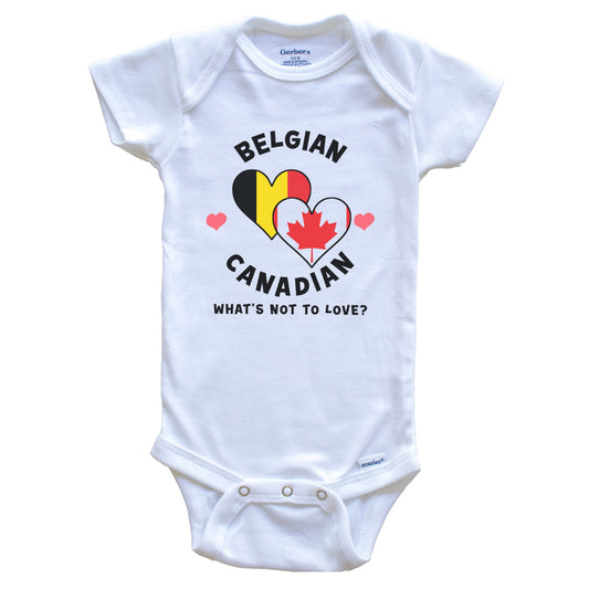 Belgian Canadian What's Not To Love Heart Flags Baby Bodysuit