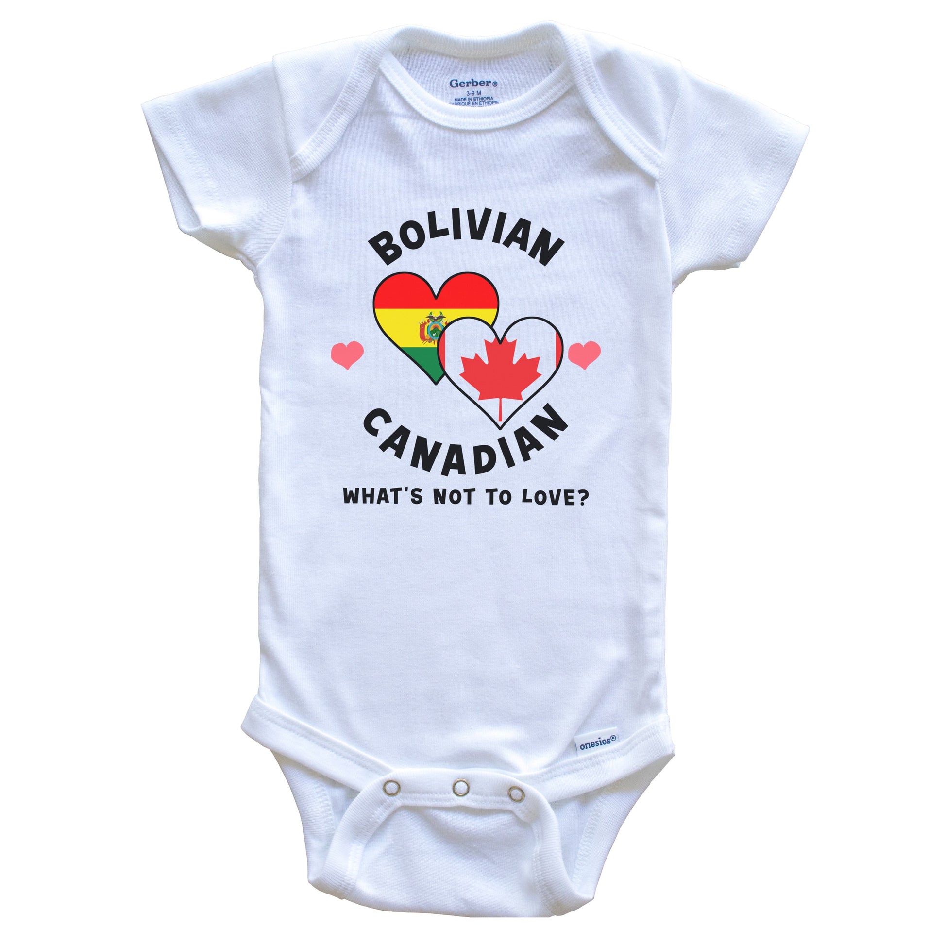 Bolivian Canadian What's Not To Love Heart Flags Baby Bodysuit