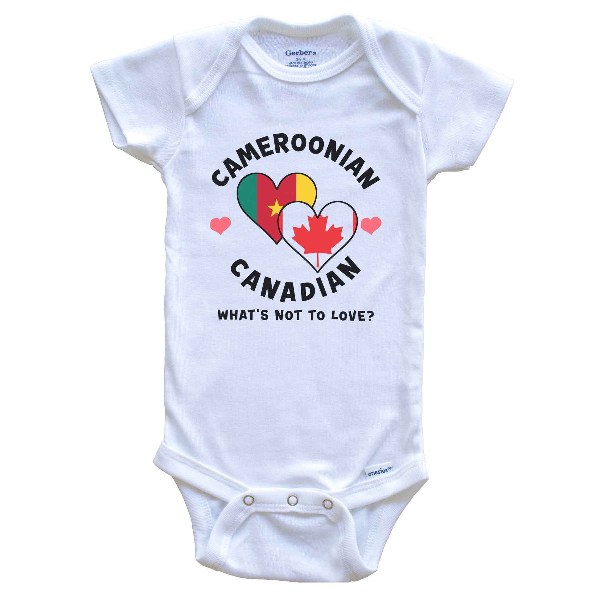 Cameroonian Canadian What's Not To Love Heart Flags Baby Bodysuit