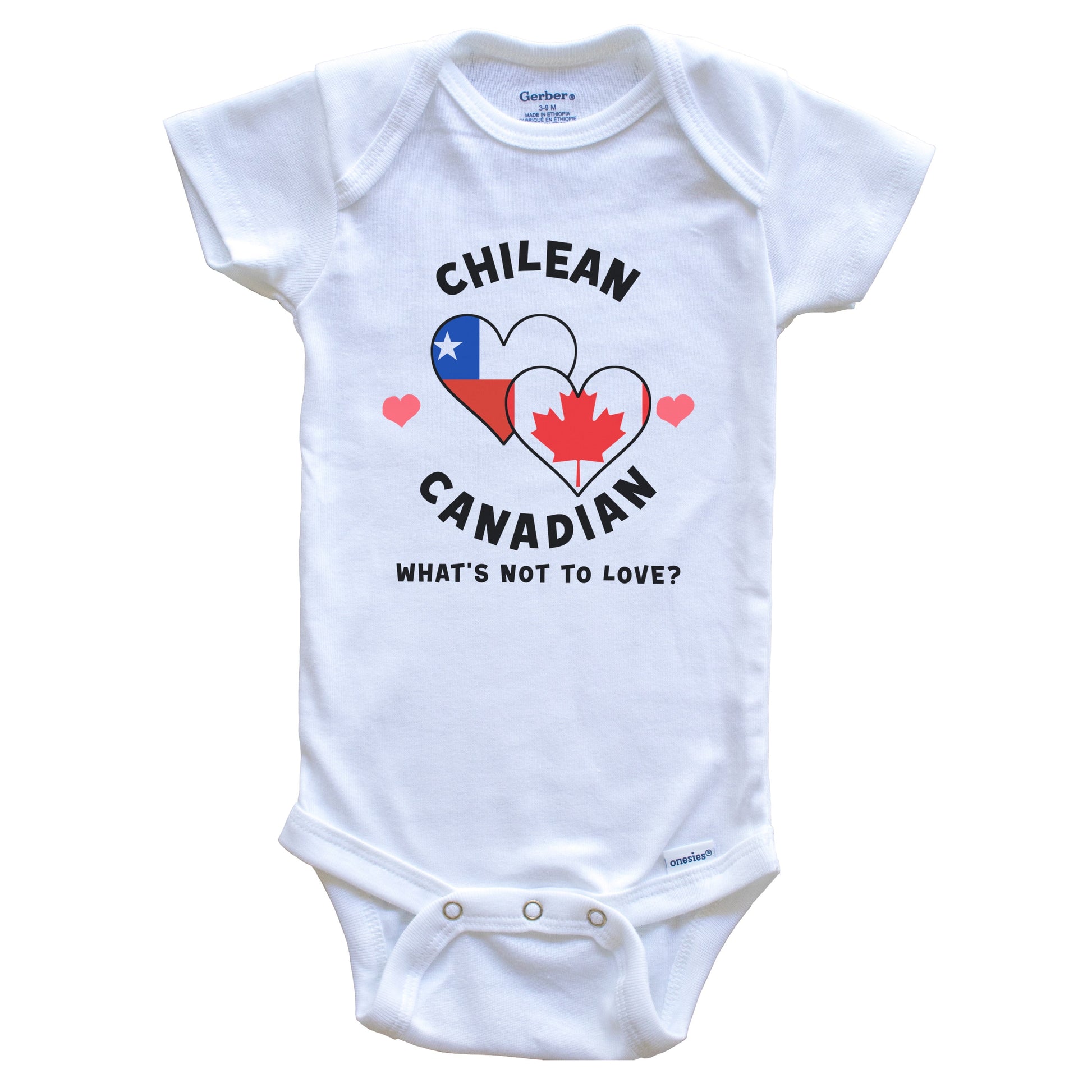 Chilean Canadian What's Not To Love Heart Flags Baby Bodysuit