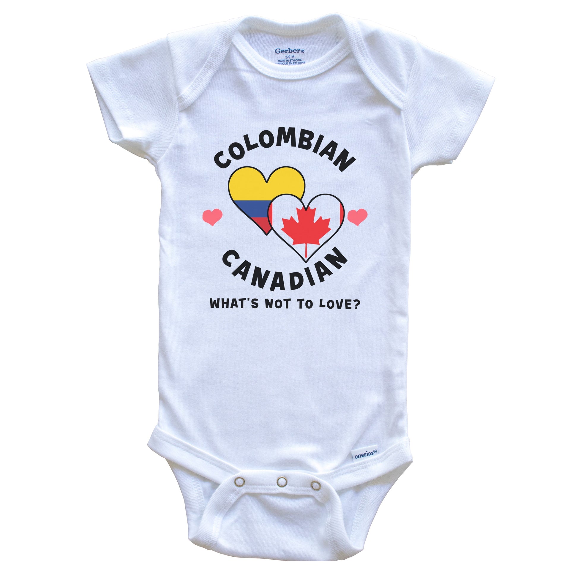 Colombian Canadian What's Not To Love Heart Flags Baby Bodysuit