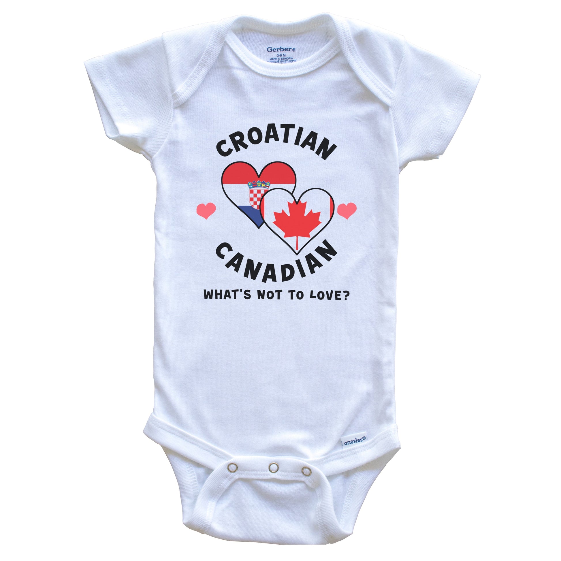 Croatian Canadian What's Not To Love Heart Flags Baby Bodysuit