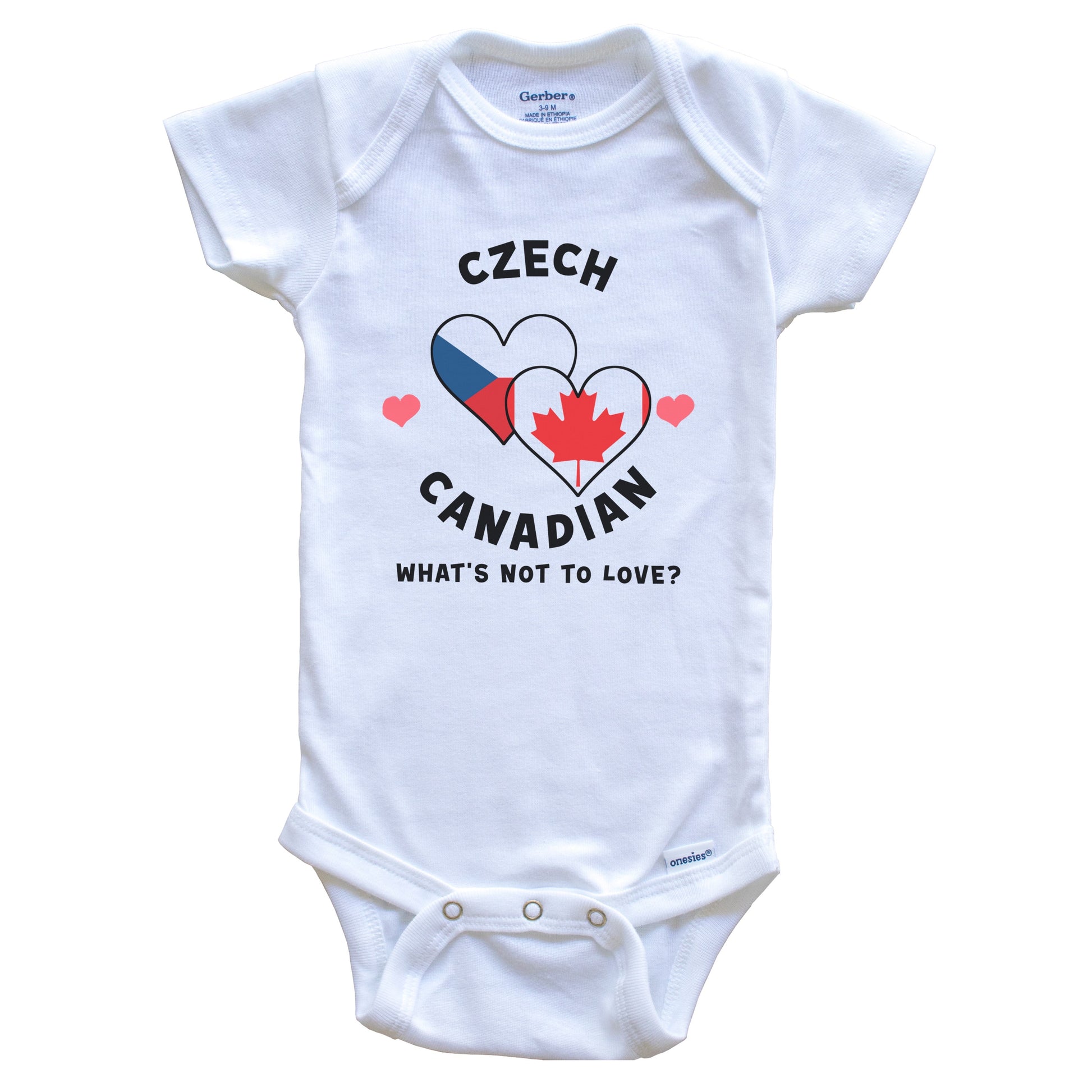 Czech Canadian What's Not To Love Heart Flags Baby Bodysuit