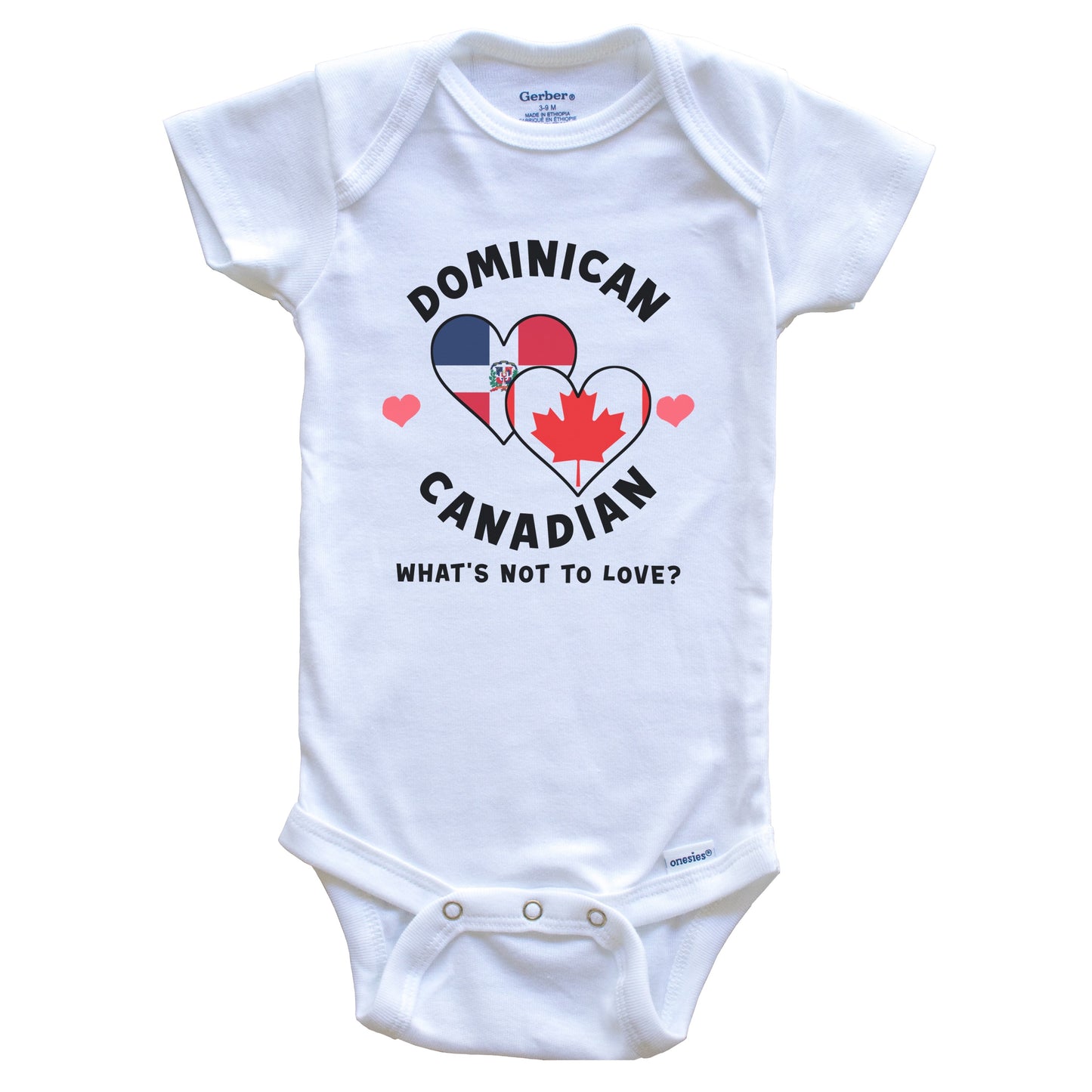 Dominican Canadian What's Not To Love Heart Flags Baby Bodysuit