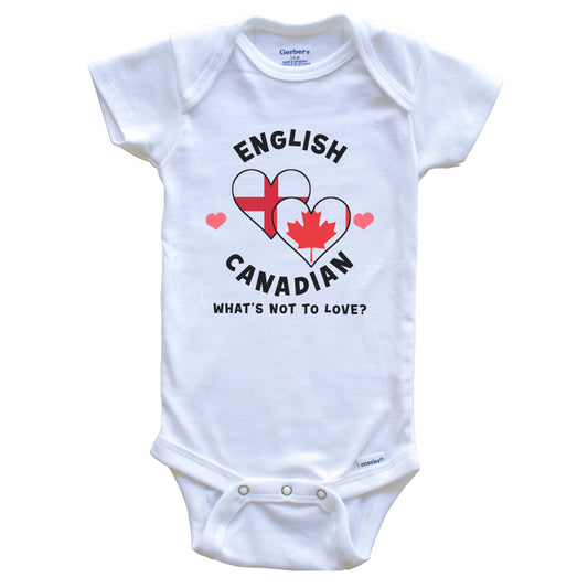 English Canadian What's Not To Love Heart Flags Baby Bodysuit