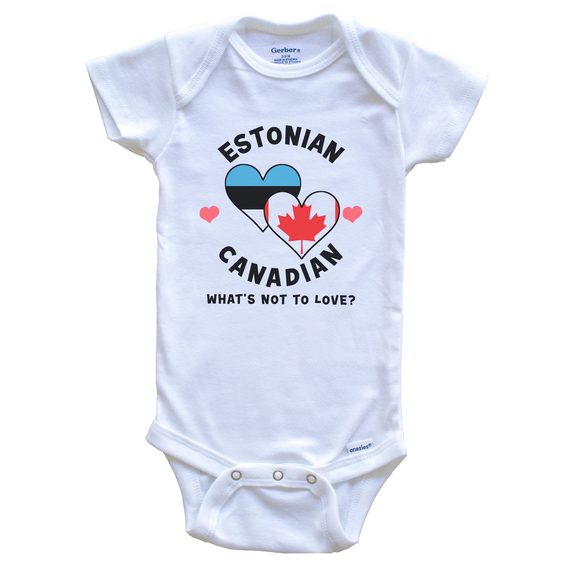 Estonian Canadian What's Not To Love Heart Flags Baby Bodysuit