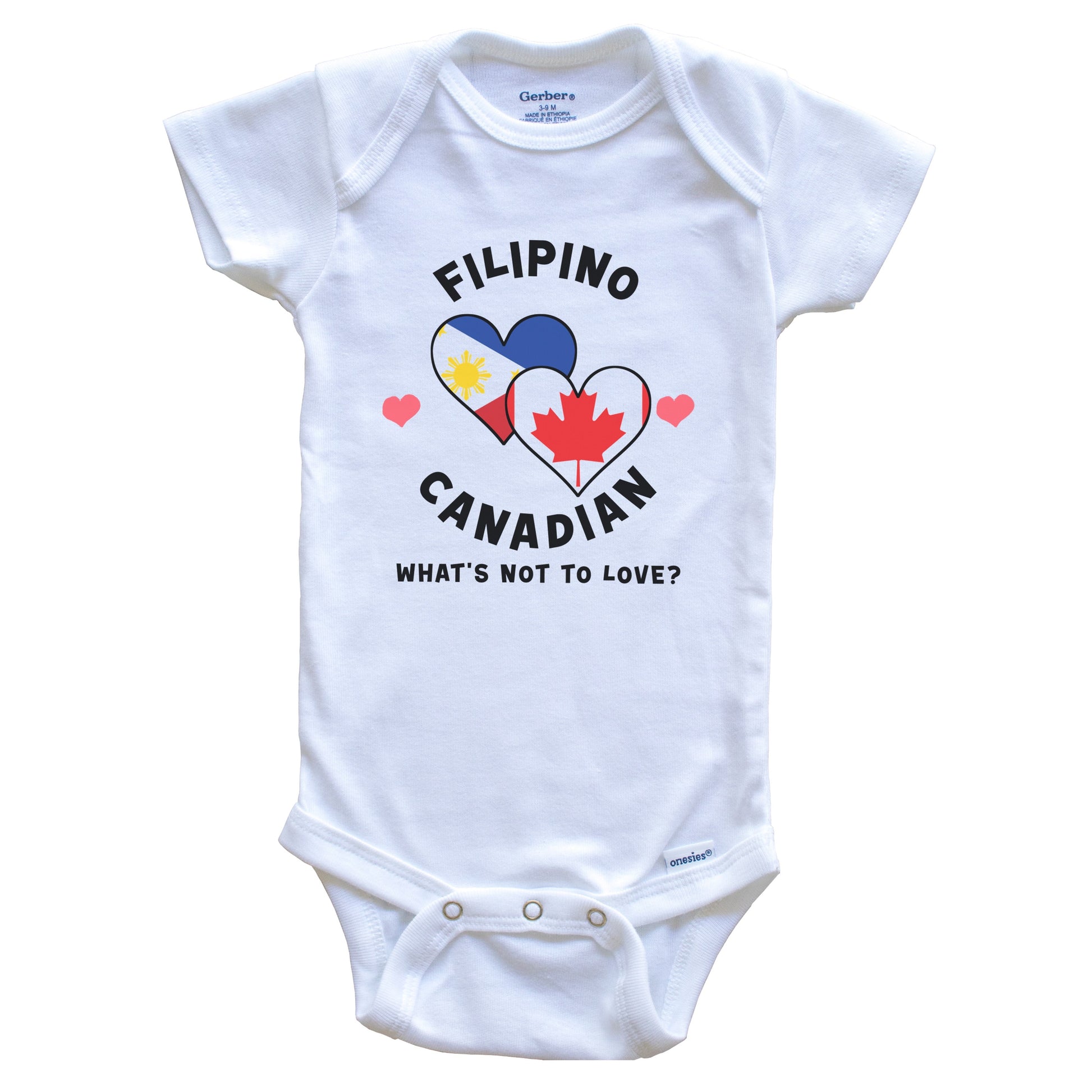 Filipino Canadian What's Not To Love Heart Flags Baby Bodysuit