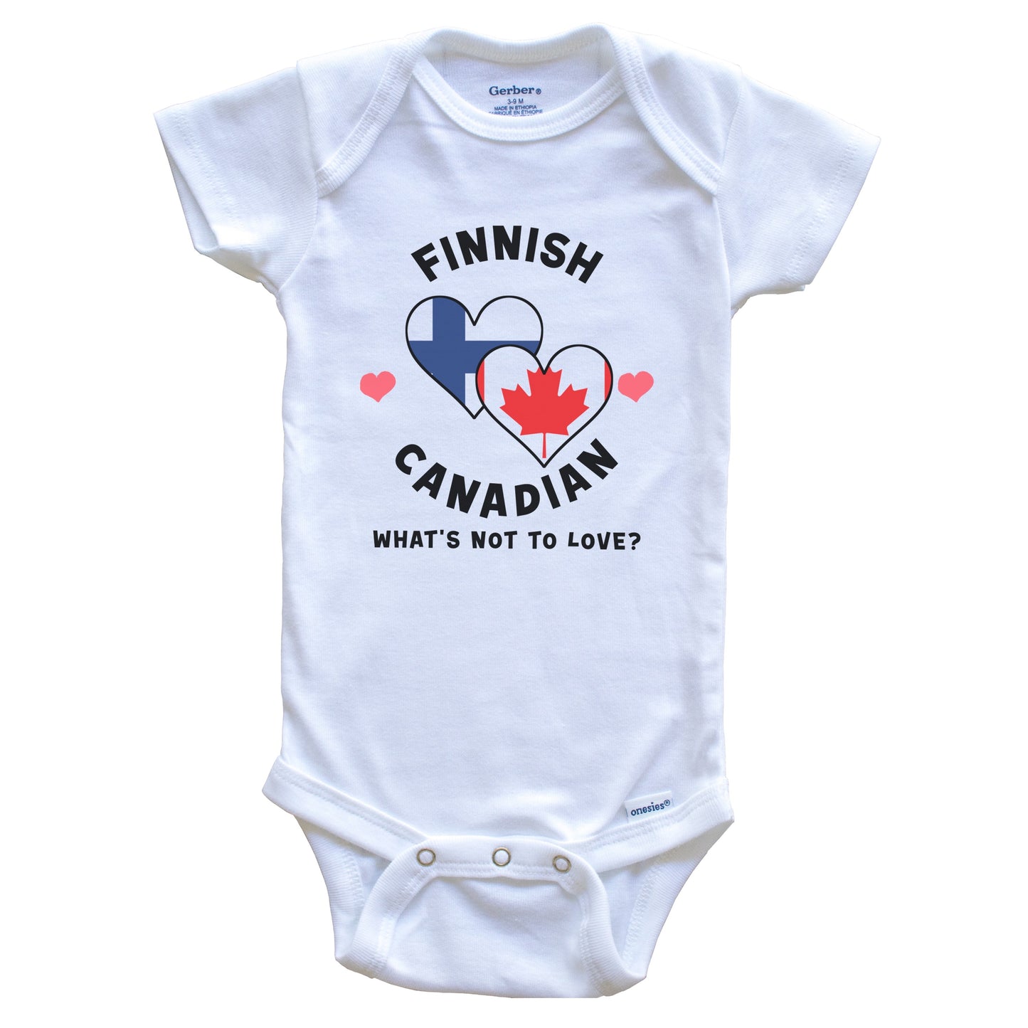 Finnish Canadian What's Not To Love Heart Flags Baby Bodysuit