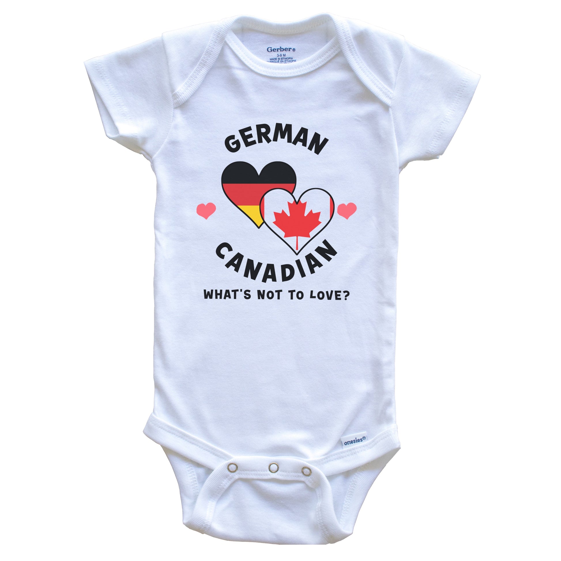 German Canadian What's Not To Love Heart Flags Baby Bodysuit