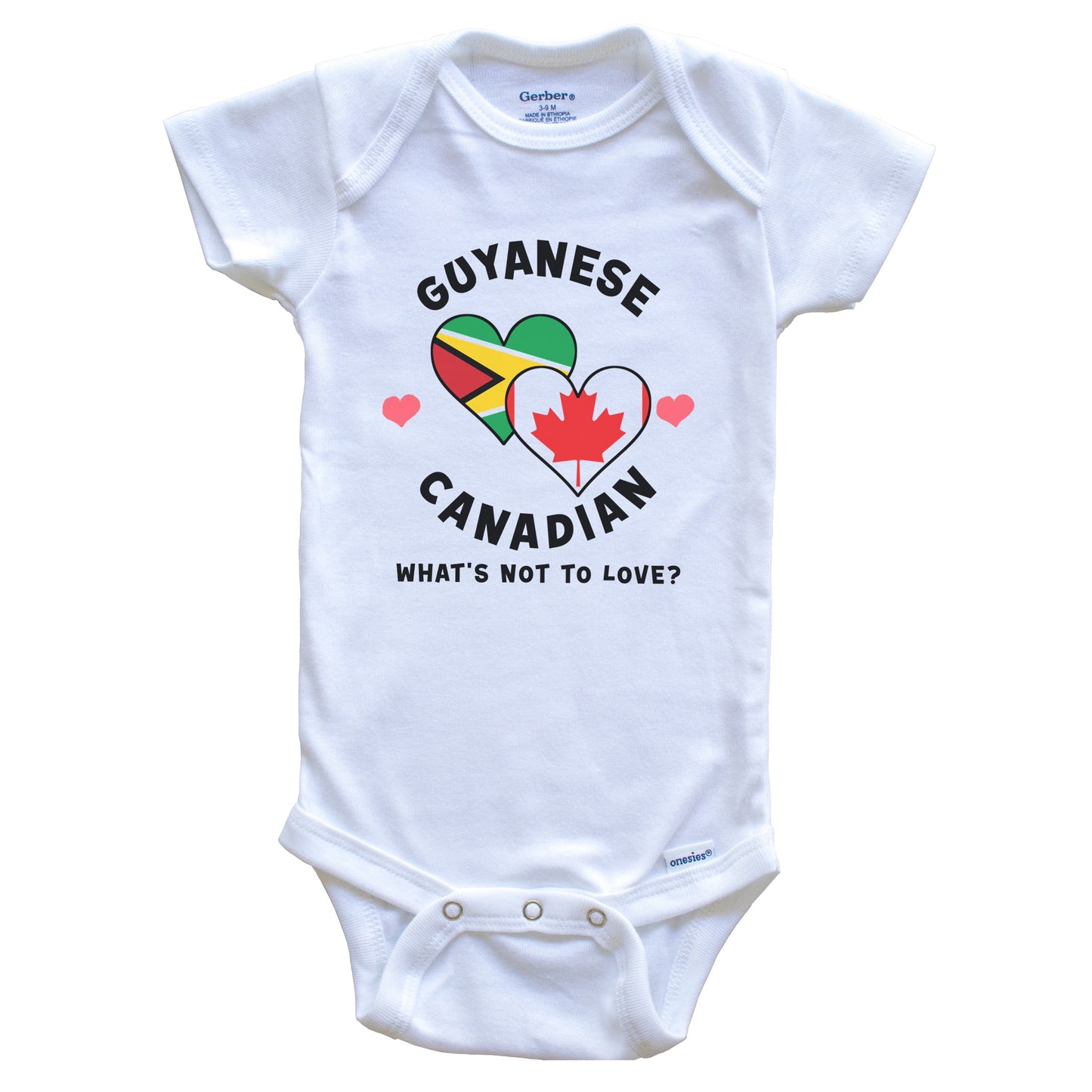 Guyanese Canadian What's Not To Love Heart Flags Baby Bodysuit