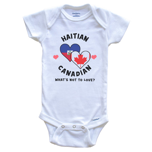 Haitian Canadian What's Not To Love Heart Flags Baby Bodysuit