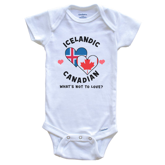 Icelandic Canadian What's Not To Love Heart Flags Baby Bodysuit