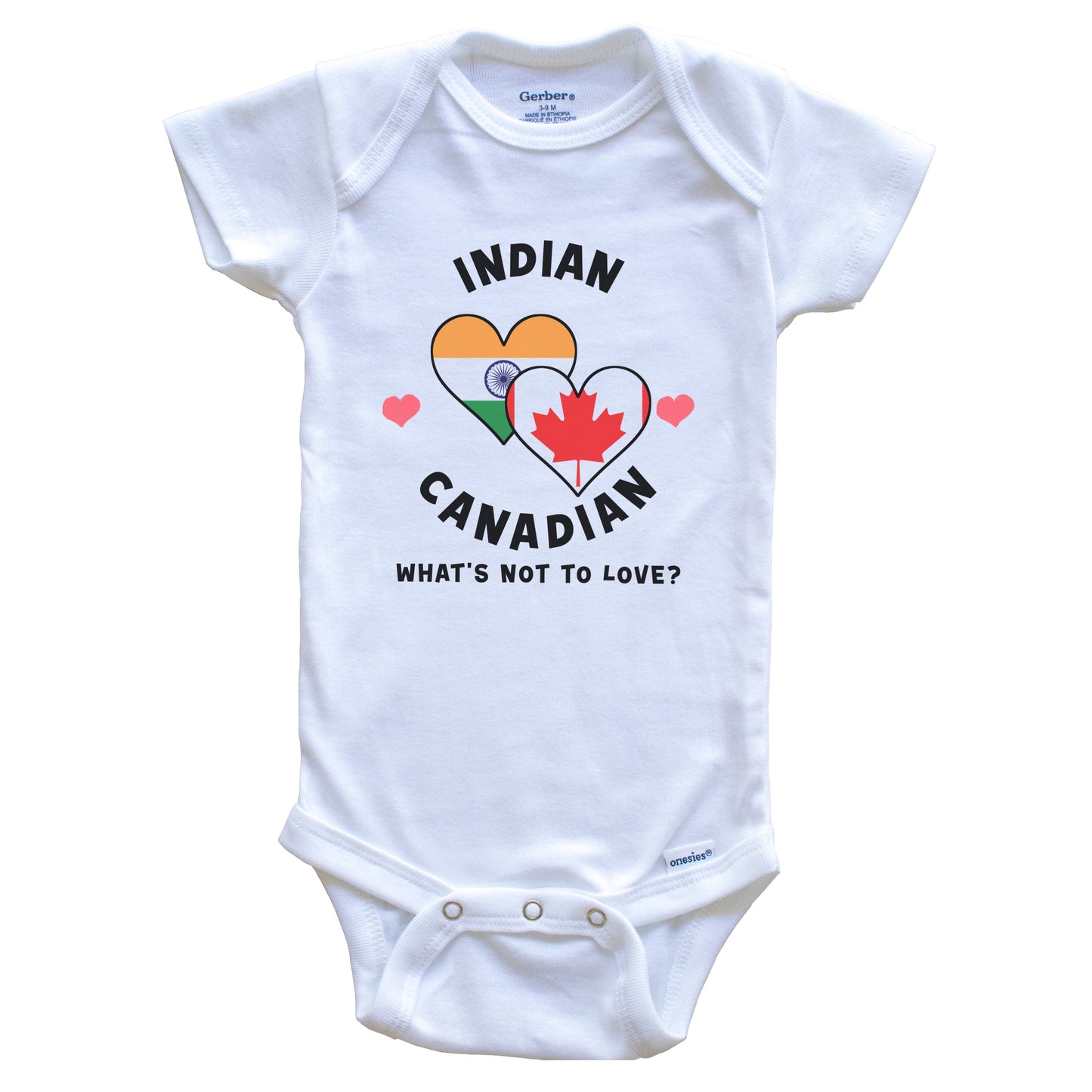 Indian Canadian What's Not To Love Heart Flags Baby Bodysuit