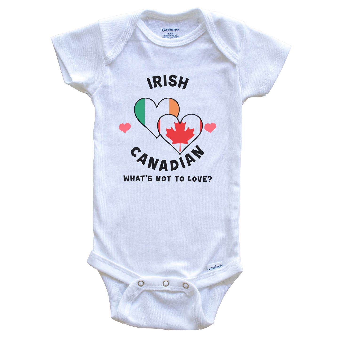 Irish Canadian What's Not To Love Heart Flags Baby Bodysuit