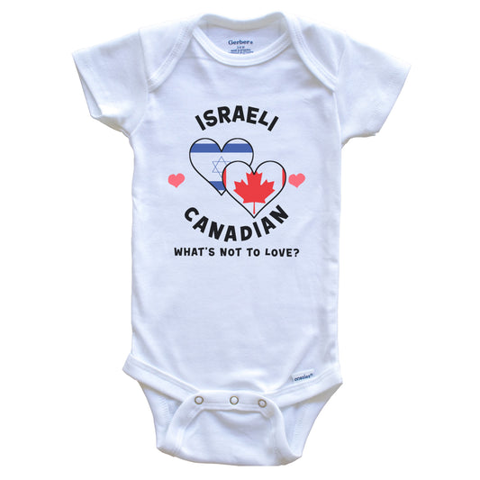 Israeli Canadian What's Not To Love Heart Flags Baby Bodysuit