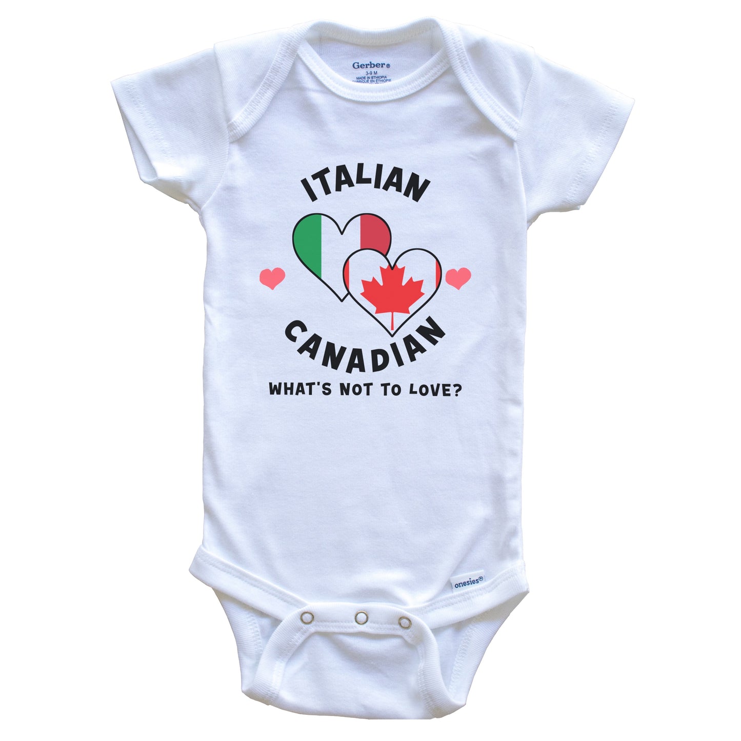 Italian Canadian What's Not To Love Heart Flags Baby Bodysuit