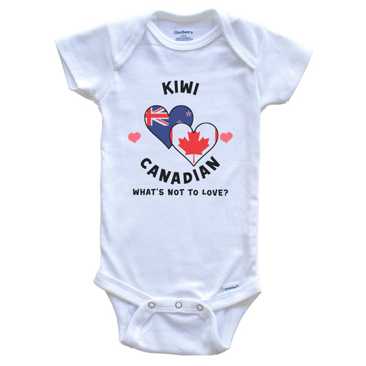 Kiwi Canadian What's Not To Love Heart Flags Baby Bodysuit