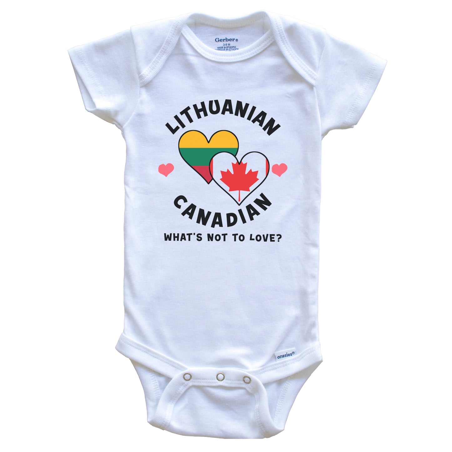 Lithuanian Canadian What's Not To Love Heart Flags Baby Bodysuit