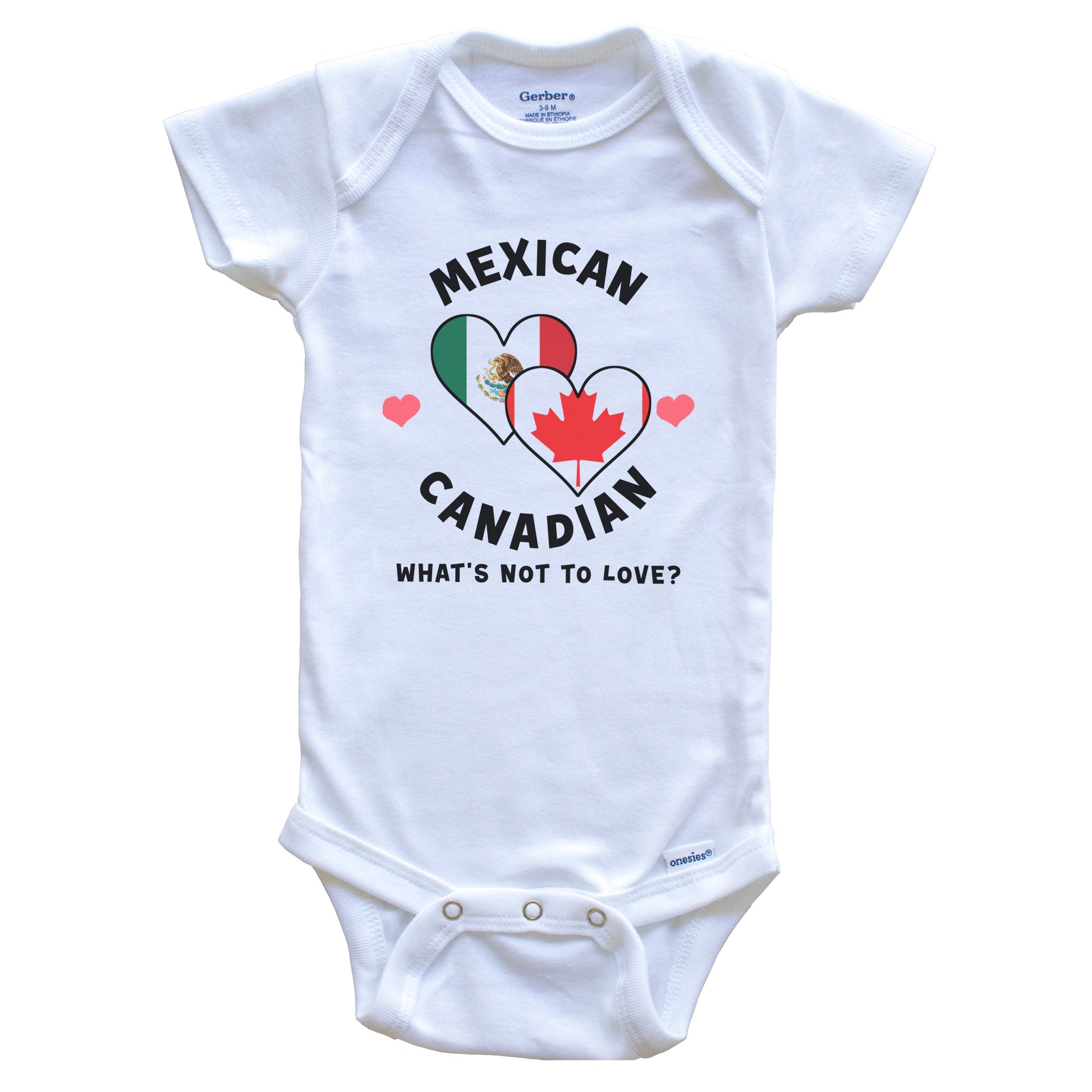 Mexican Canadian What's Not To Love Heart Flags Baby Bodysuit