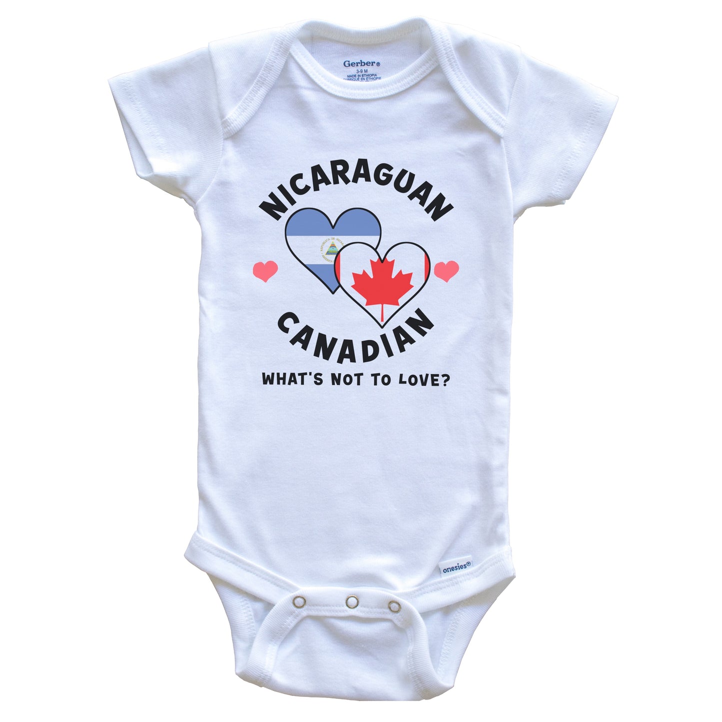 Nicaraguan Canadian What's Not To Love Heart Flags Baby Bodysuit