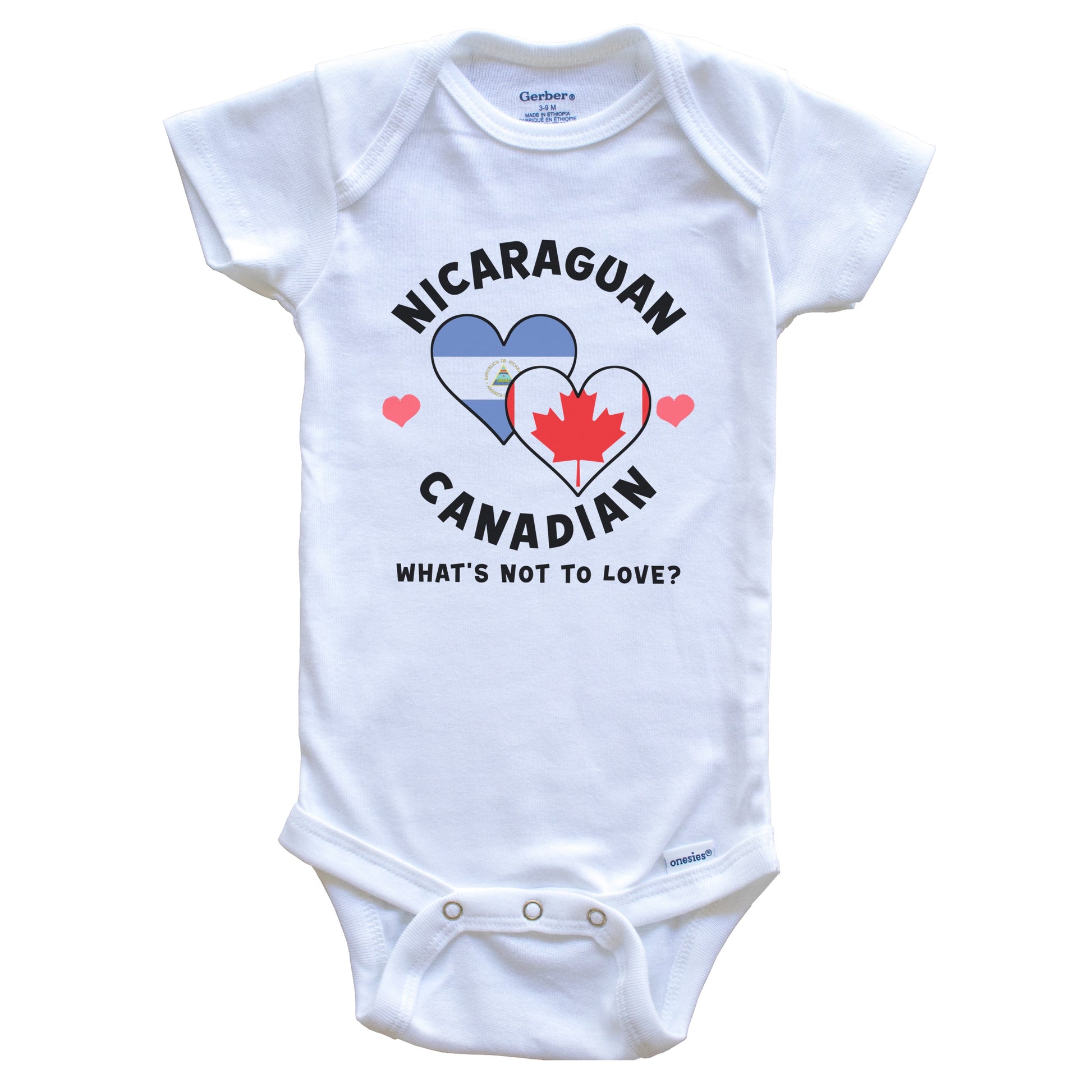 Nicaraguan Canadian What's Not To Love Heart Flags Baby Bodysuit