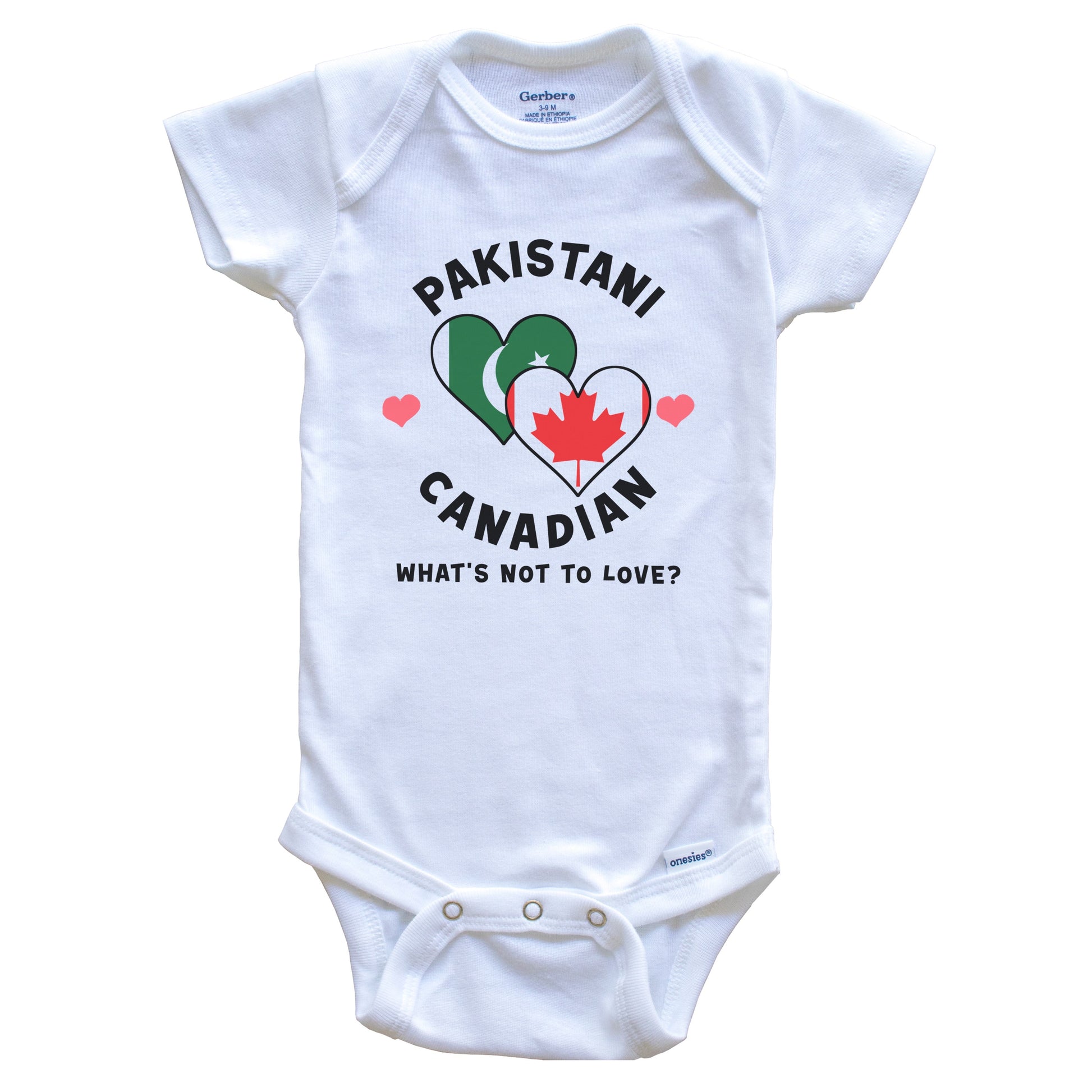 Pakistani Canadian What's Not To Love Heart Flags Baby Bodysuit