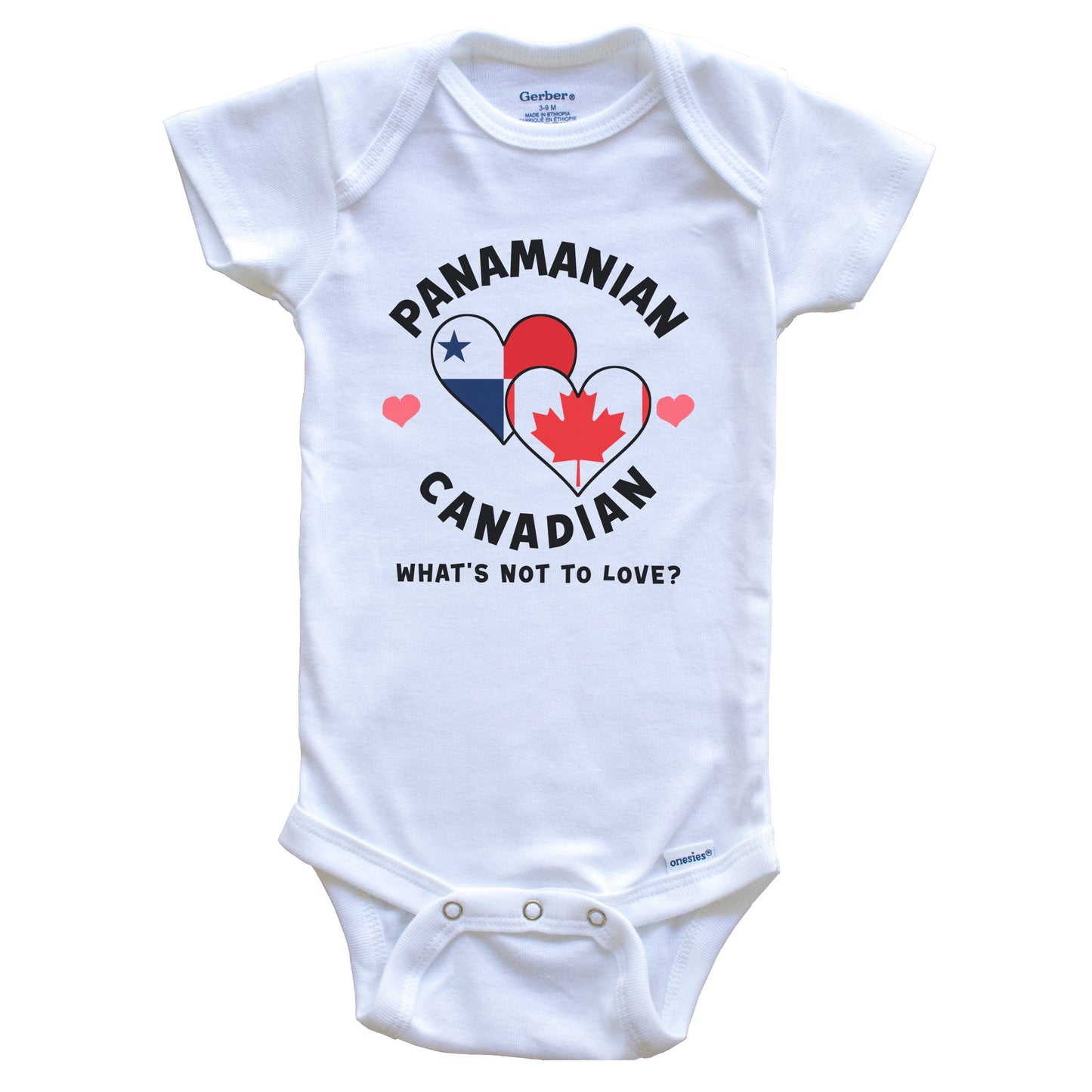 Panamanian Canadian What's Not To Love Heart Flags Baby Bodysuit