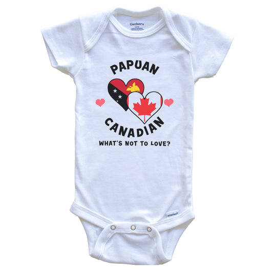 Papuan Canadian What's Not To Love Heart Flags Baby Bodysuit