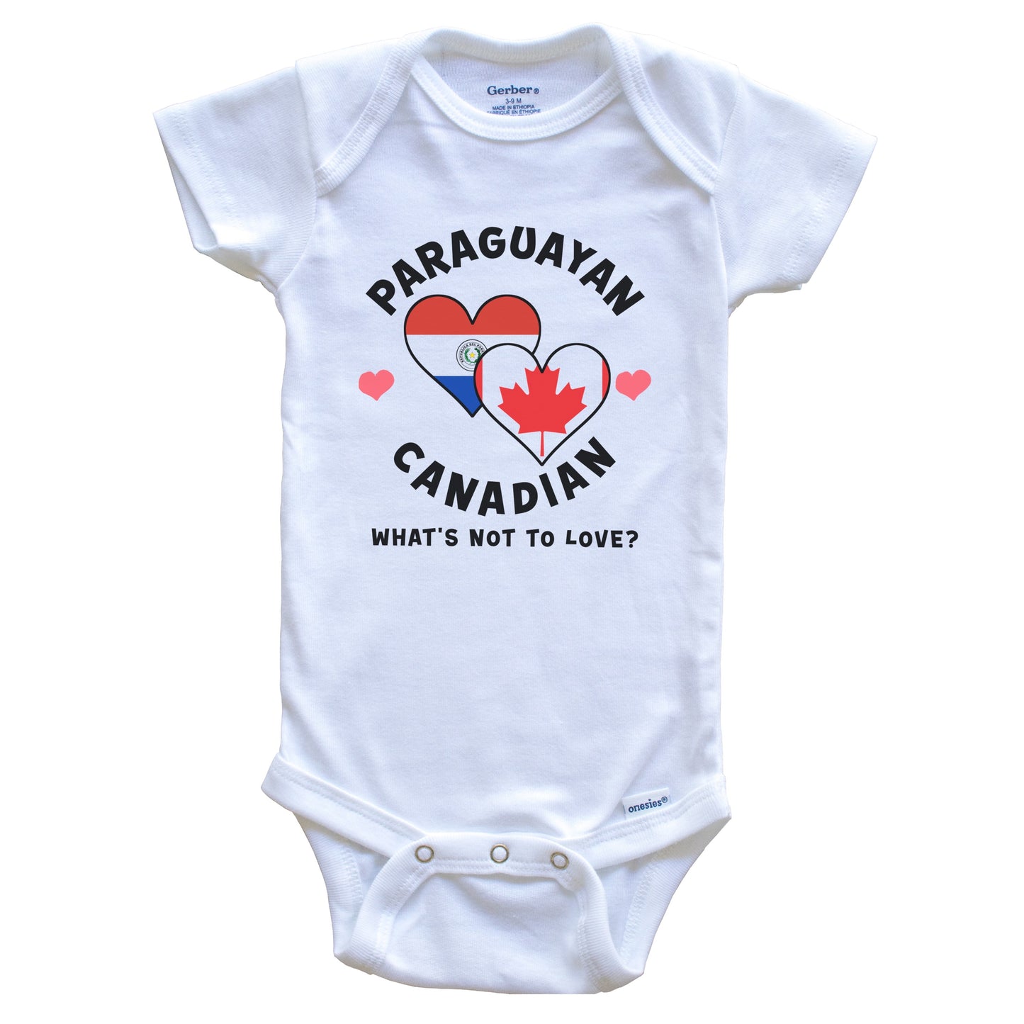 Paraguayan Canadian What's Not To Love Heart Flags Baby Bodysuit