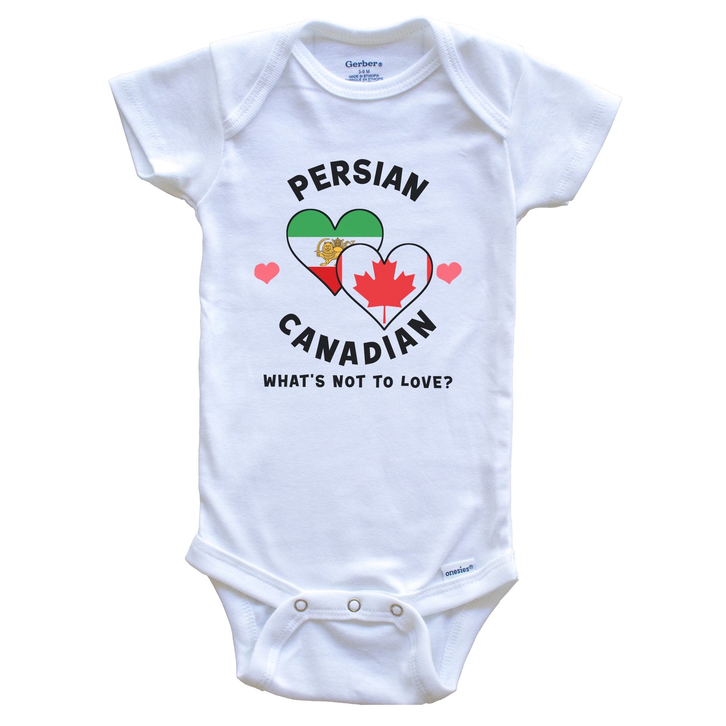 Persian Canadian What's Not To Love Heart Flags Baby Bodysuit