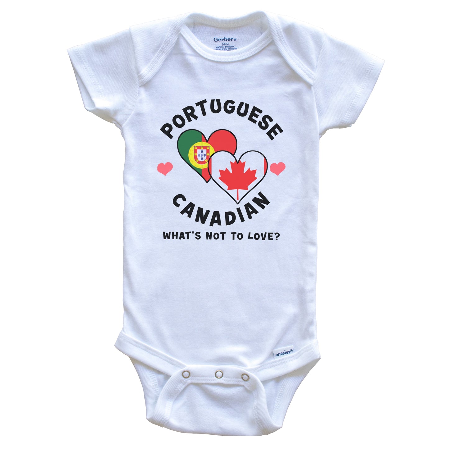 Portuguese Canadian What's Not To Love Heart Flags Baby Bodysuit