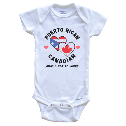 Puerto Rican Canadian What's Not To Love Heart Flags Baby Bodysuit