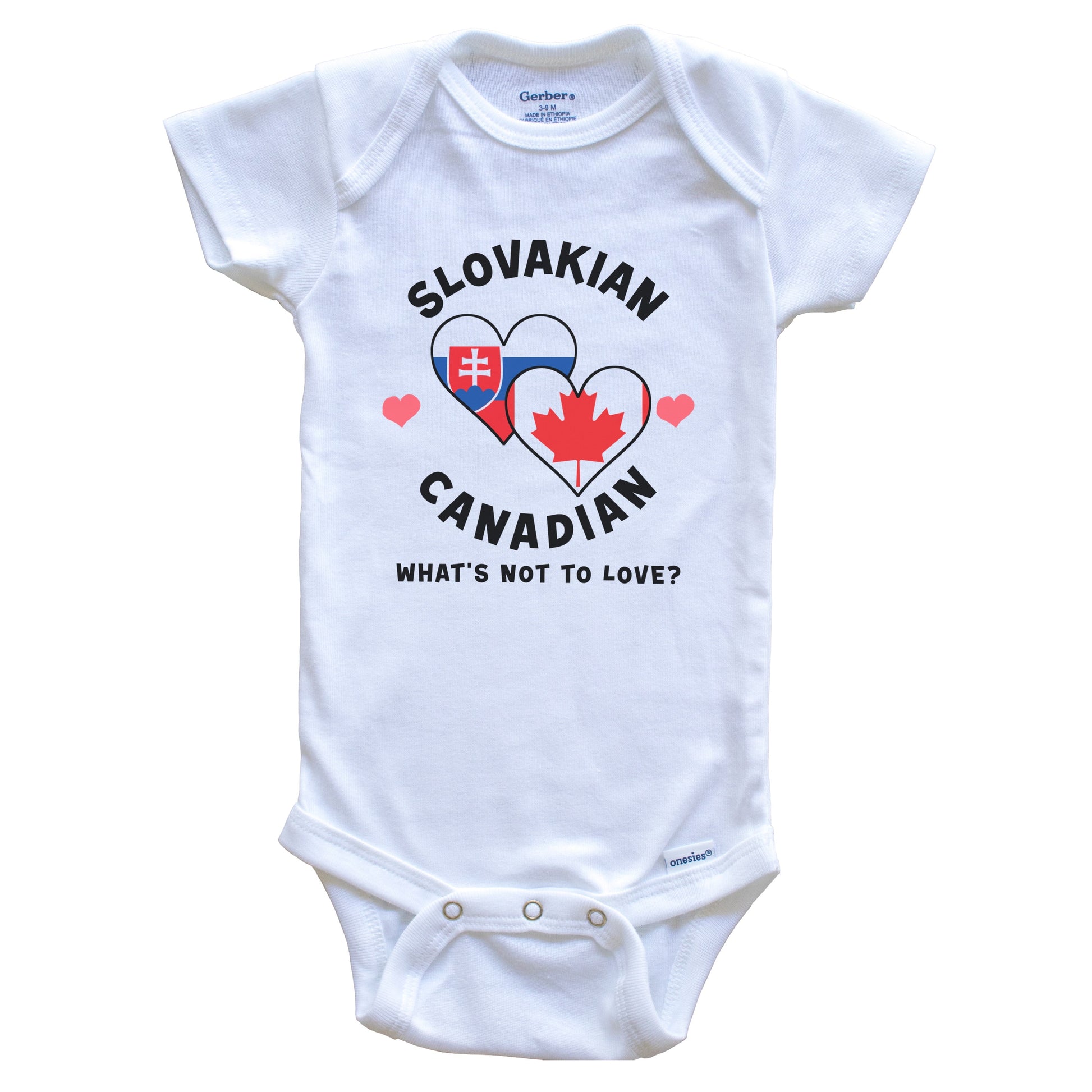 Slovakian Canadian What's Not To Love Heart Flags Baby Bodysuit