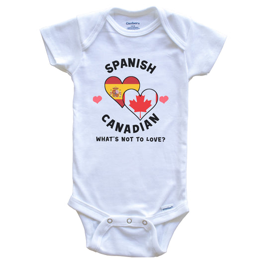 Spanish Canadian What's Not To Love Heart Flags Baby Bodysuit