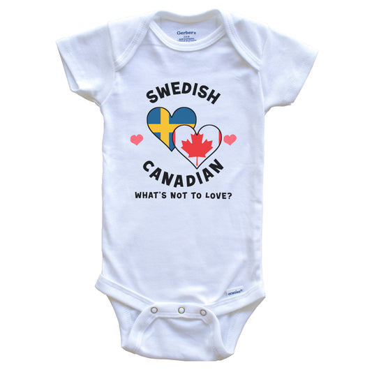 Swedish Canadian What's Not To Love Heart Flags Baby Bodysuit