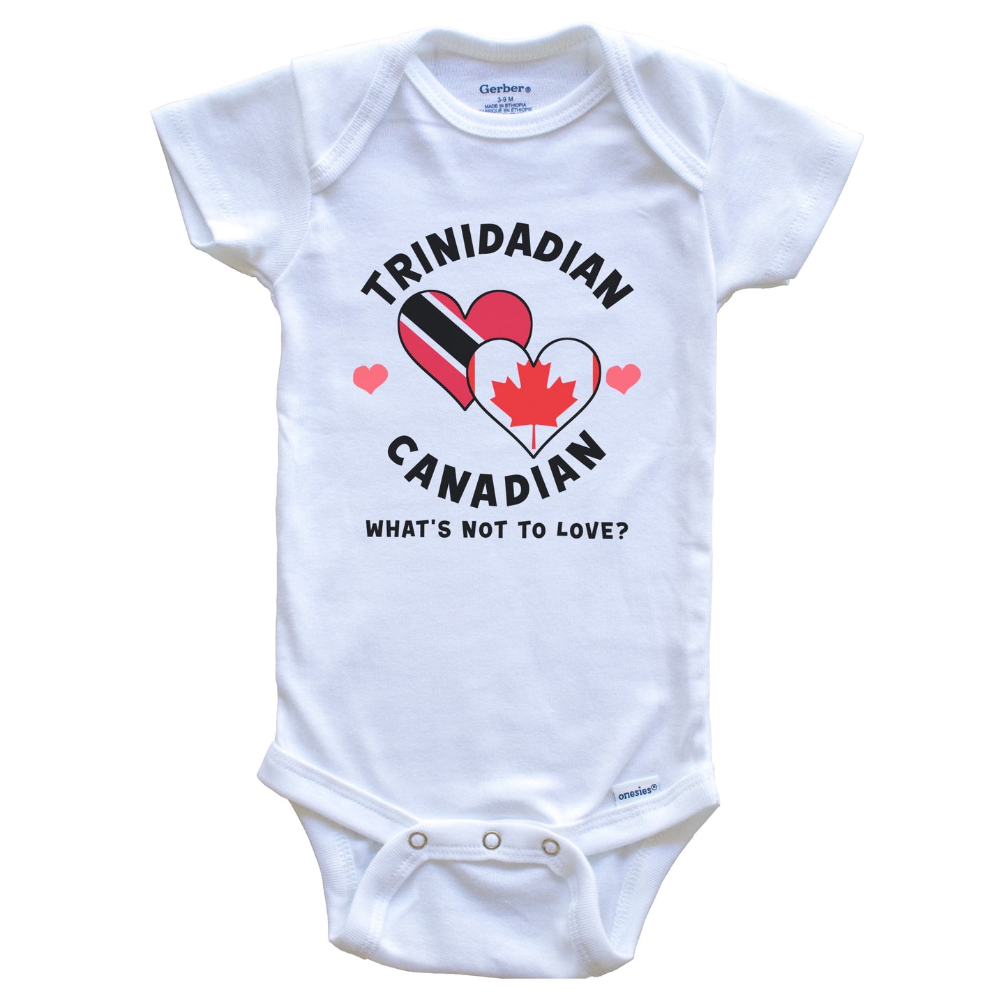 Trinidadian Canadian What's Not To Love Heart Flags Baby Bodysuit