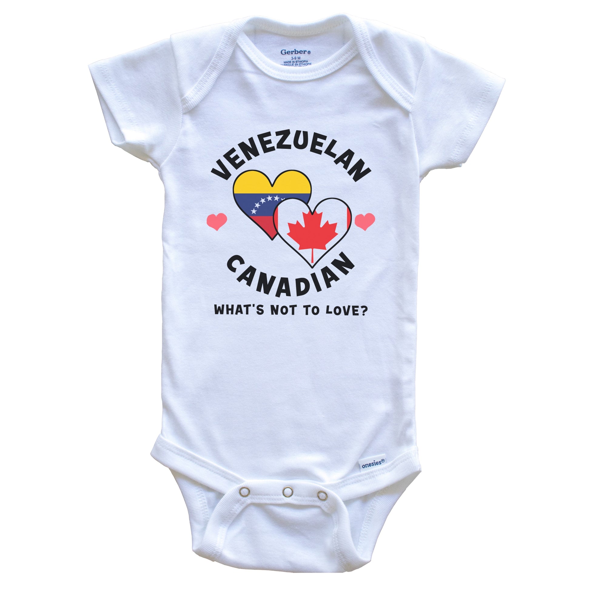 Venezuelan Canadian What's Not To Love Heart Flags Baby Bodysuit