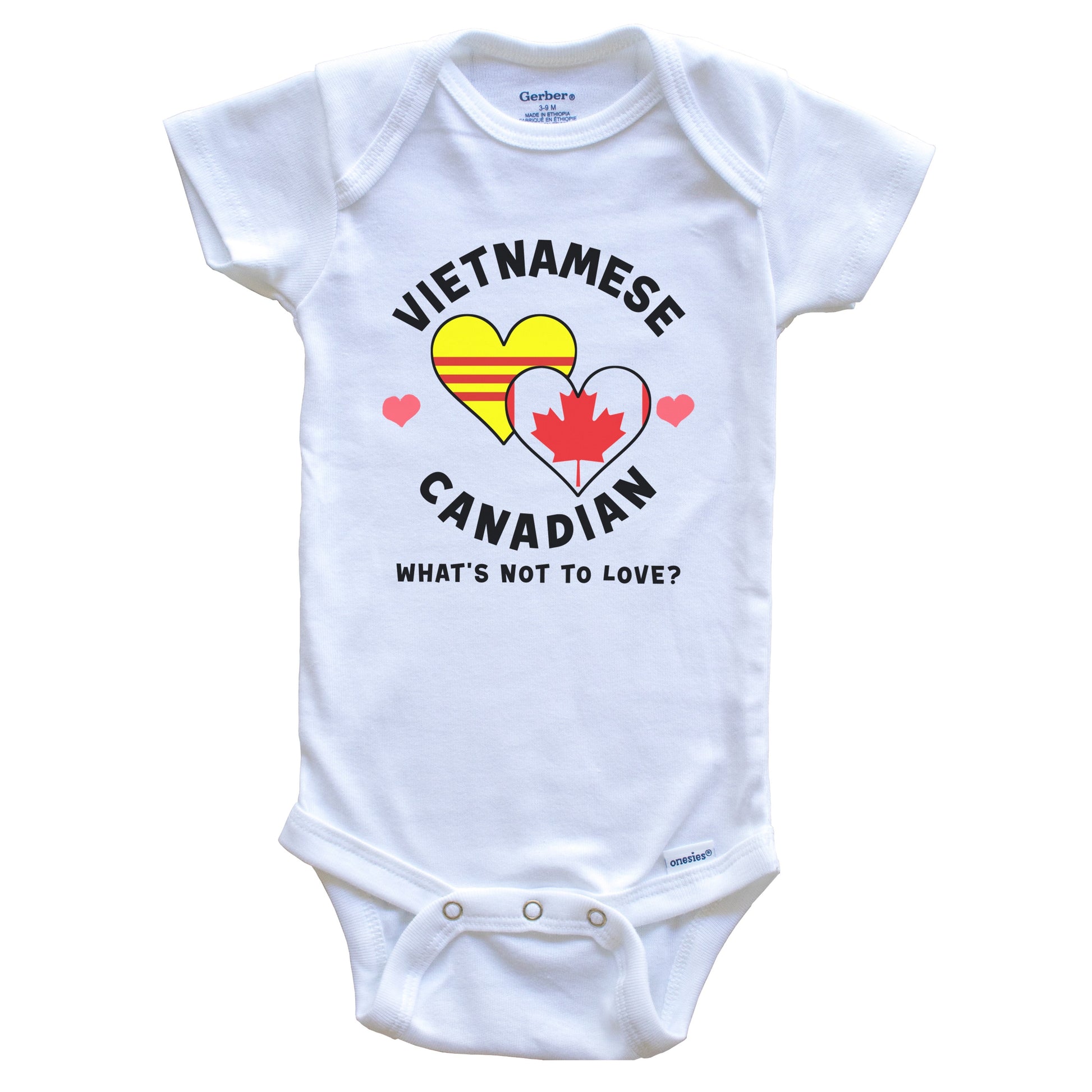 Vietnamese Canadian What's Not To Love Heart Flags Baby Bodysuit