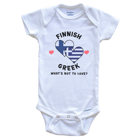 Finnish Greek What's Not To Love Heart Flags Baby Bodysuit