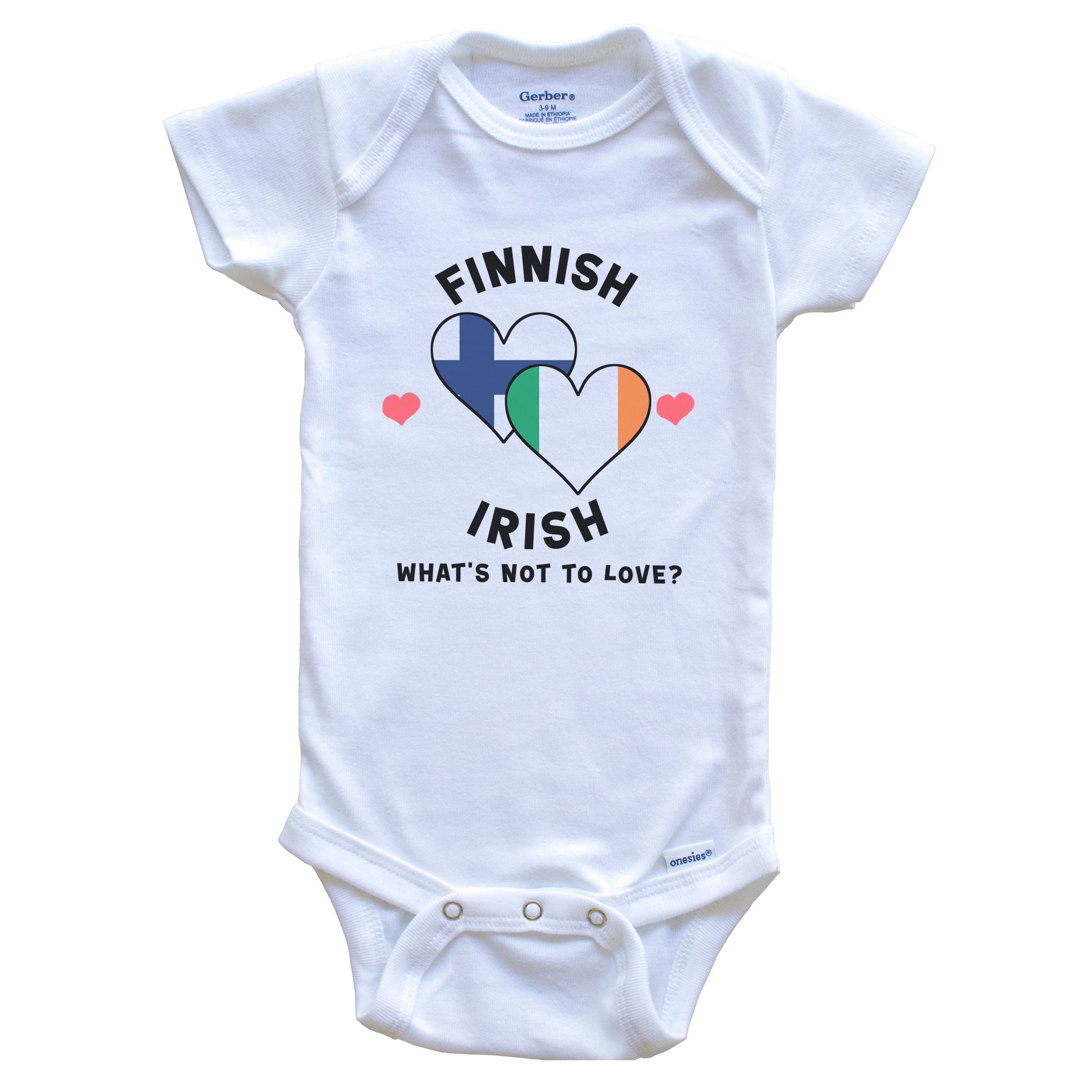 Finnish Irish What's Not To Love Heart Flags Baby Bodysuit