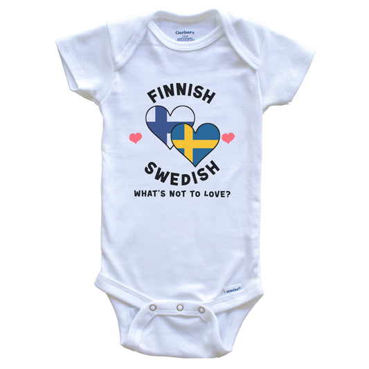 Finnish Swedish What's Not To Love Heart Flags Baby Bodysuit