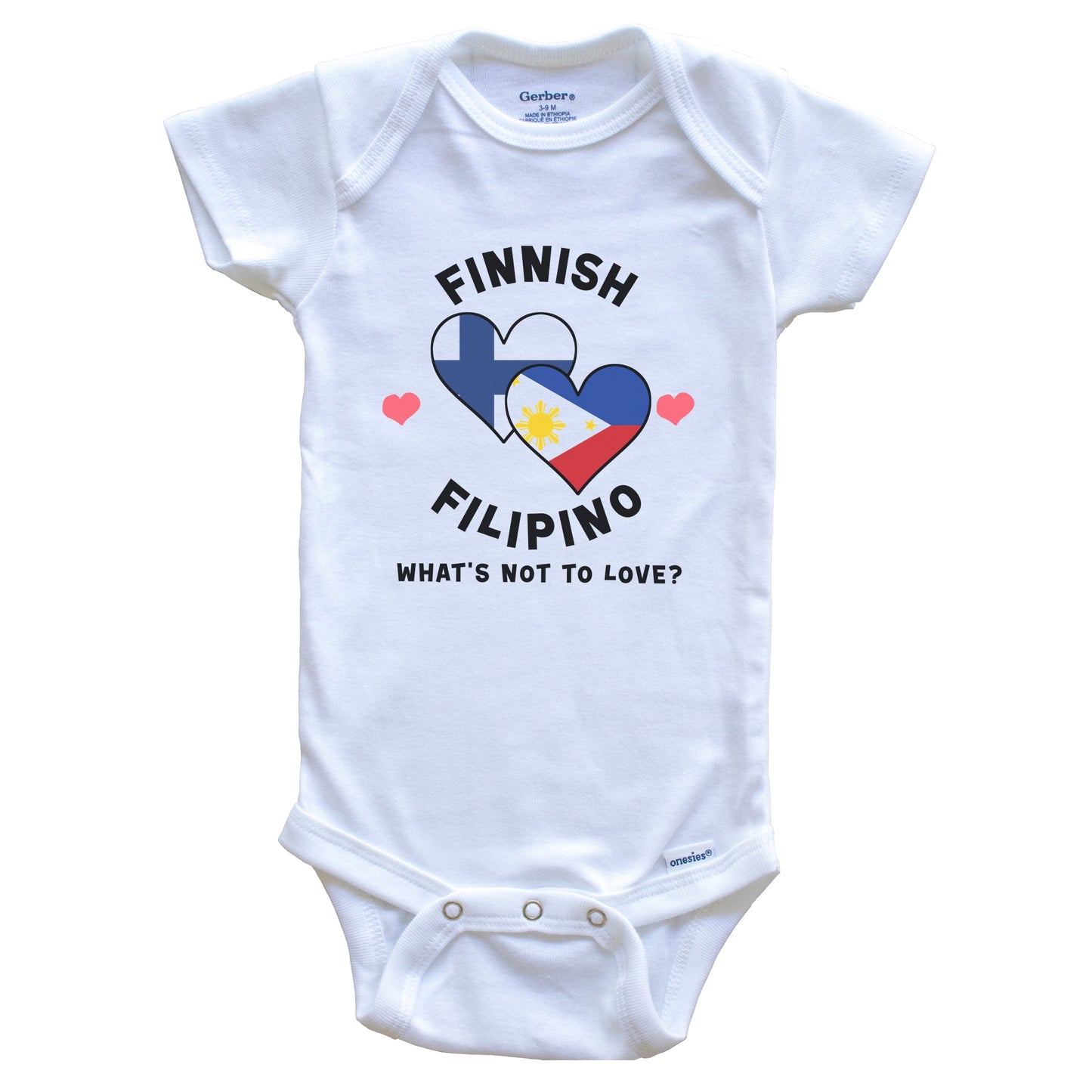 Finnish Filipino What's Not To Love Heart Flags Baby Bodysuit