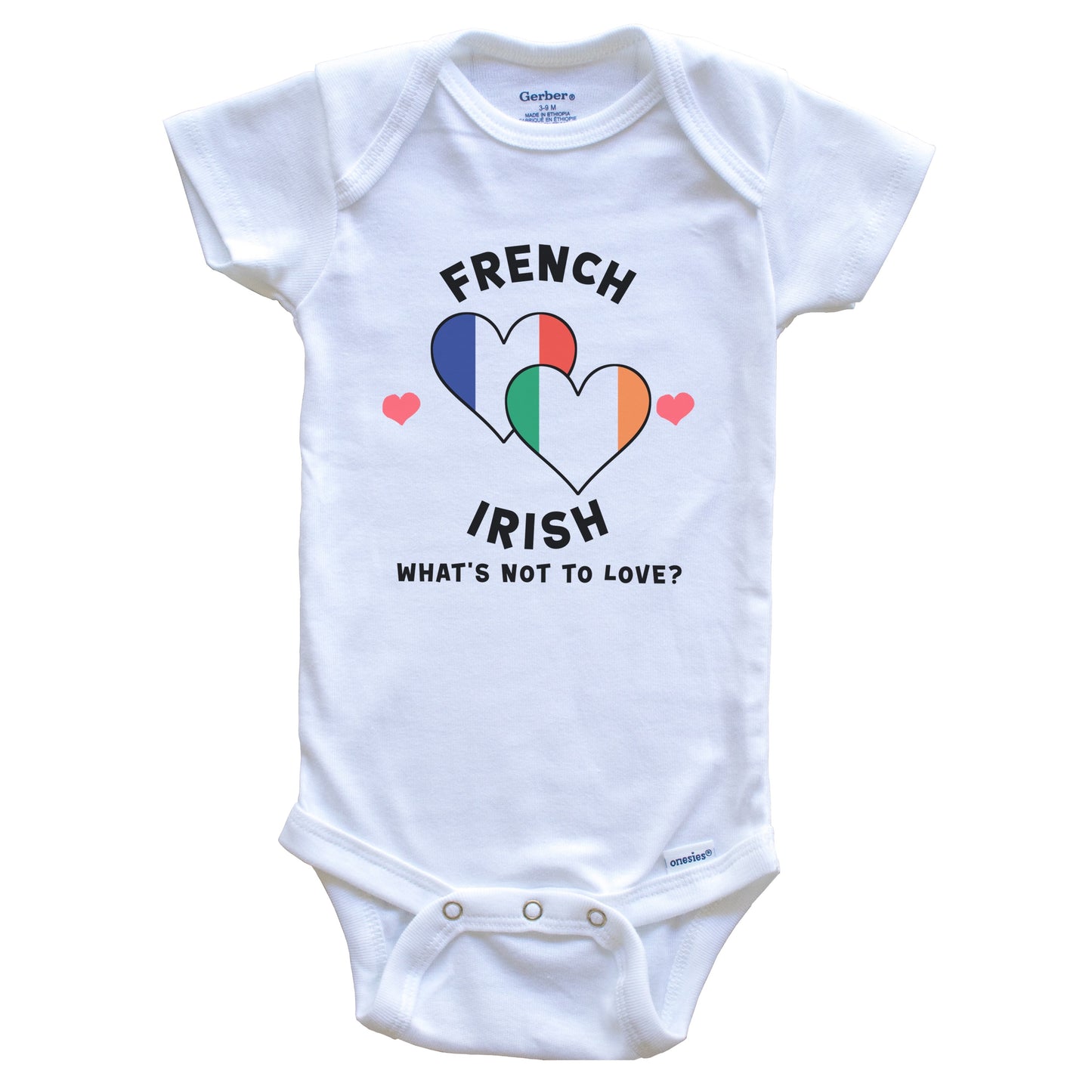 French Irish What's Not To Love Heart Flags Baby Bodysuit