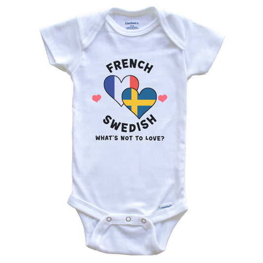 French Swedish What's Not To Love Heart Flags Baby Bodysuit