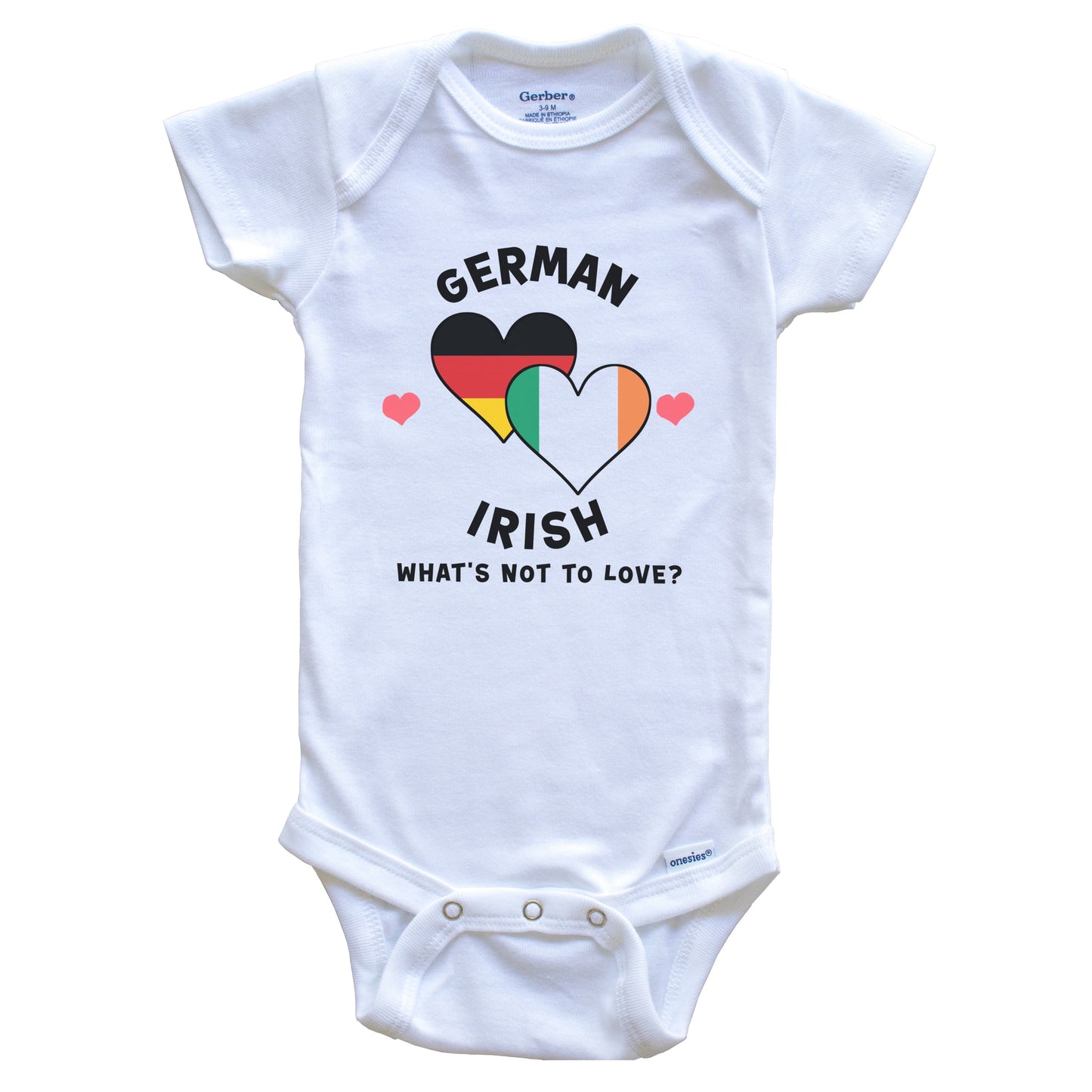 German Irish What's Not To Love Heart Flags Baby Bodysuit