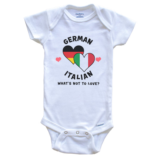 German Italian What's Not To Love Heart Flags Baby Bodysuit