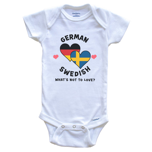 German Swedish What's Not To Love Heart Flags Baby Bodysuit