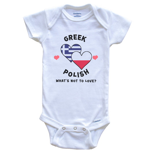 Greek Polish What's Not To Love Heart Flags Baby Bodysuit