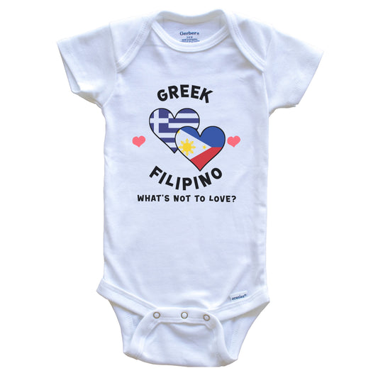 Greek Filipino What's Not To Love Heart Flags Baby Bodysuit