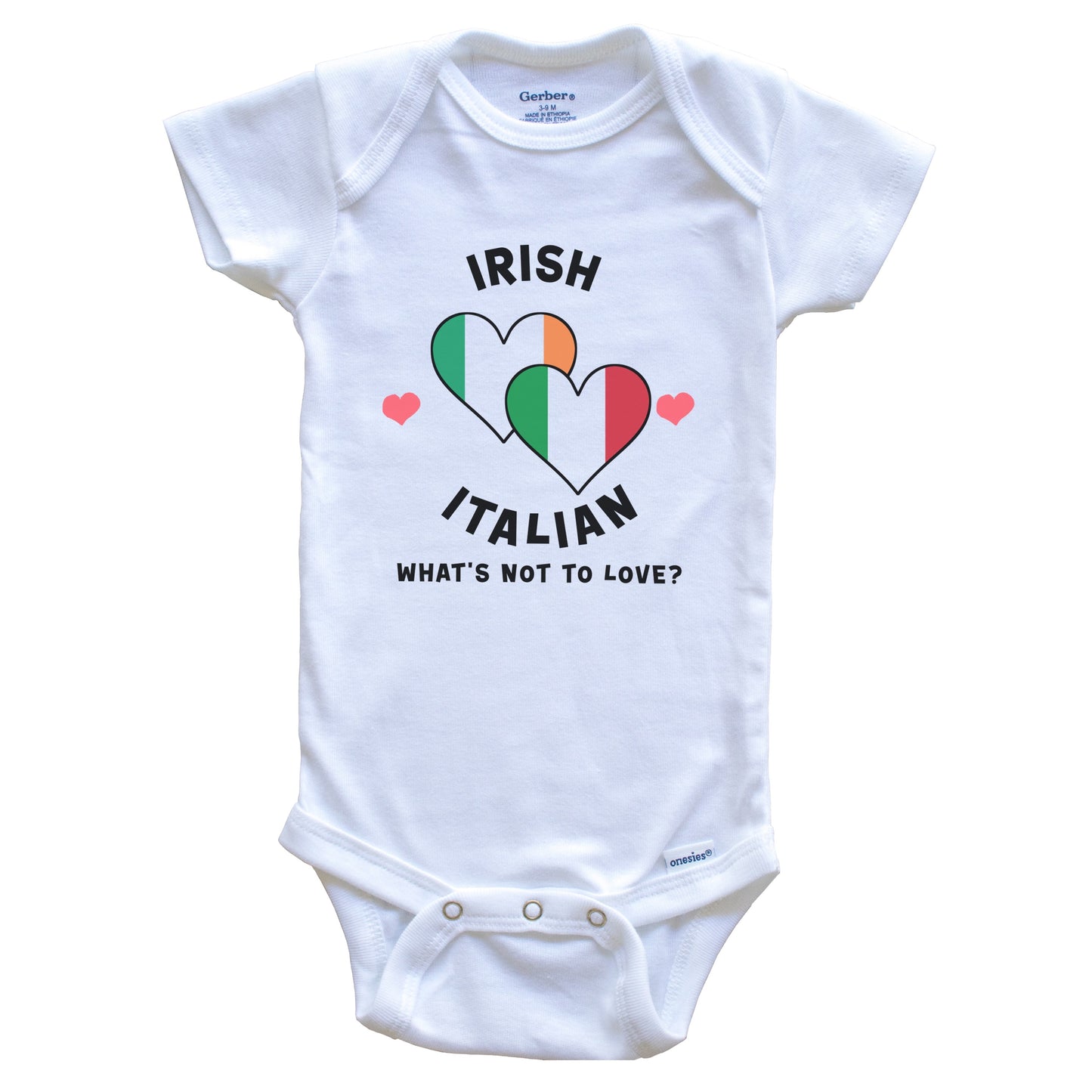 Irish Italian What's Not To Love Heart Flags Baby Bodysuit